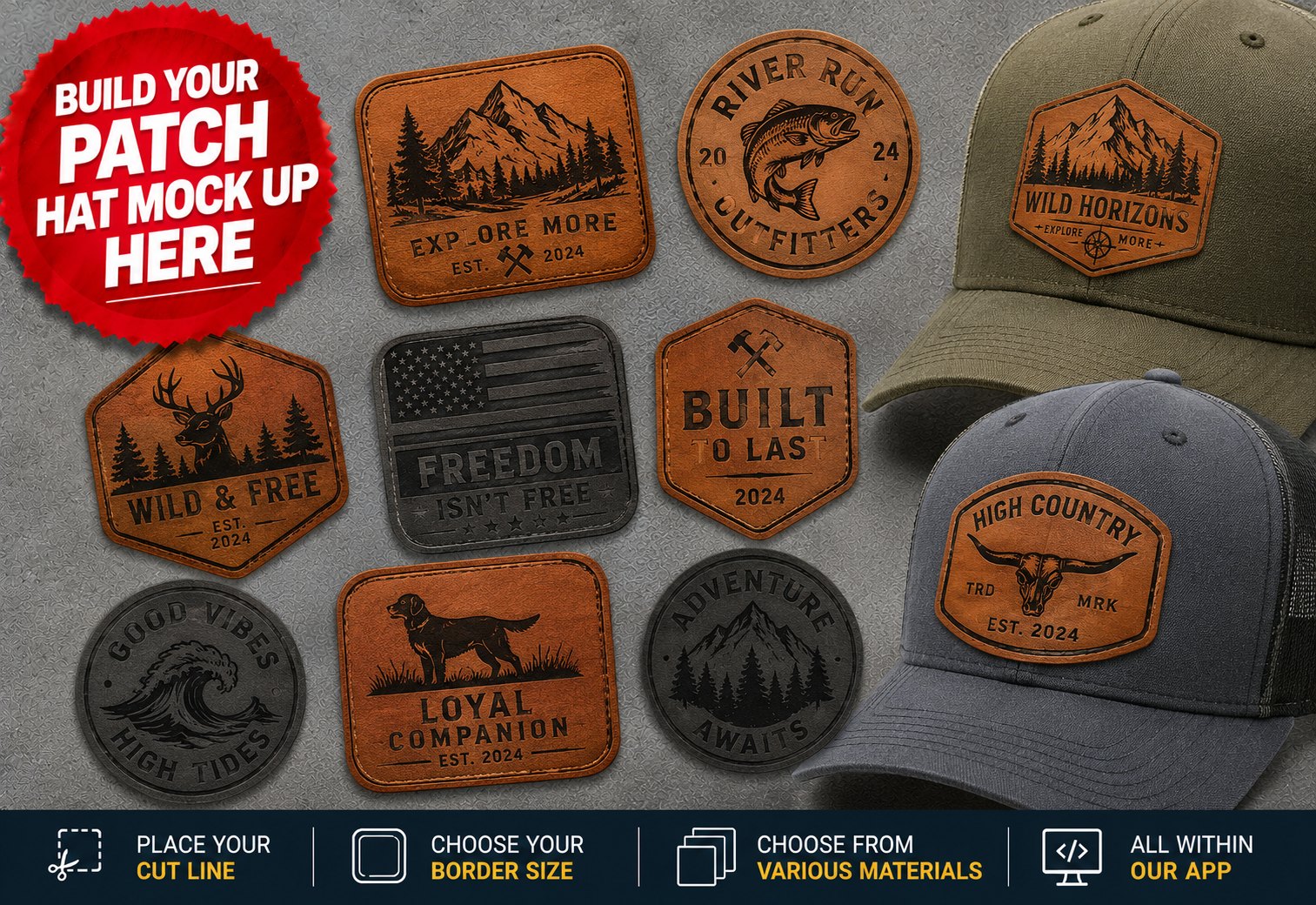 Custom Leatherette Patch Caps
